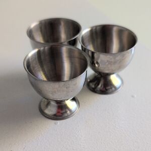 Set of Three Stainless Steel Silver Egg Cups